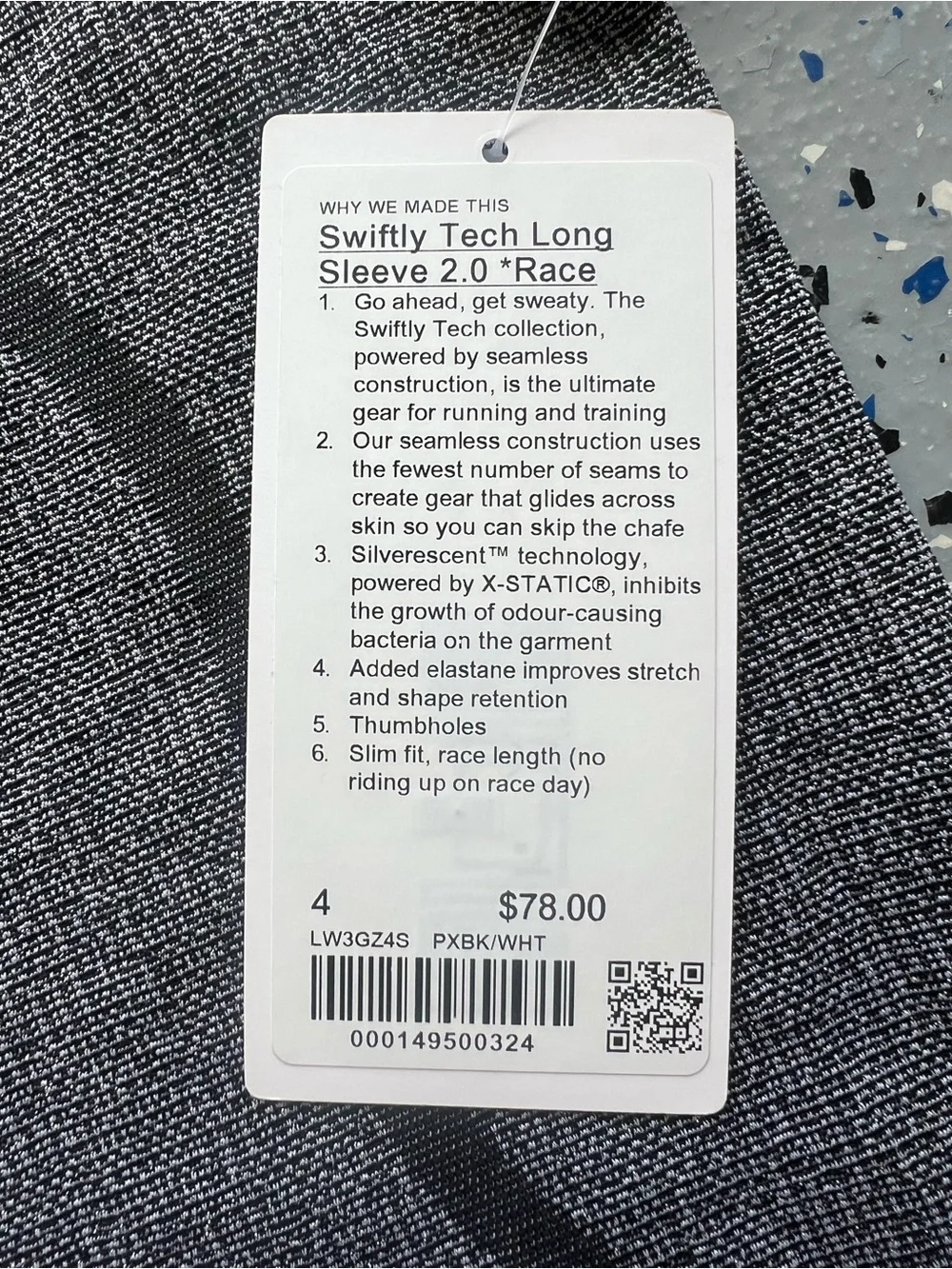 NWT Lululemon Swiftly Tech Long Sleeve 2.0 Parallel Texture Black White Size 4
